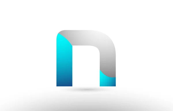 Grå blå alfabetet letter n logo 3d design — Stock vektor