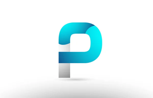 Gris bleu lettre alphabet p logo 3d design — Image vectorielle