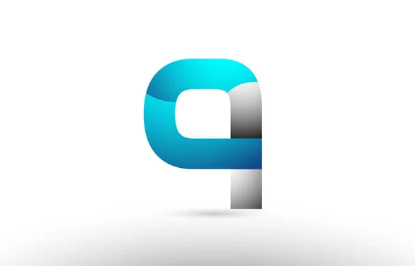 Gris azul alfabeto letra q logotipo 3d diseño — Vector de stock