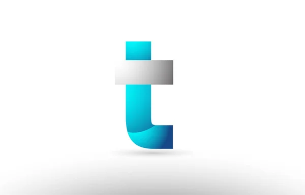 Серо-голубой алфавит буква t логотип 3d дизайн — стоковый вектор