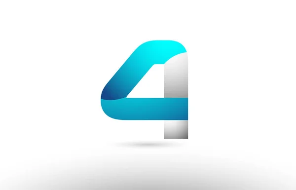 Logo nomor biru abu-abu 4 logo 3d desain - Stok Vektor