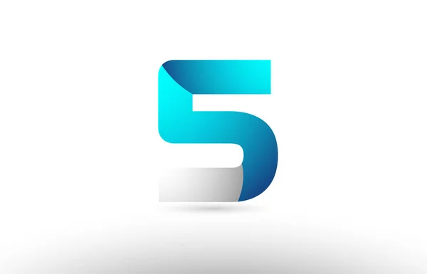 Grå blå nummer 5 logo 3d design — Stock vektor