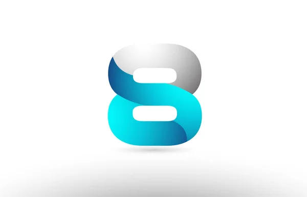 Graublaue Zahl 8 Logo 3D-Design — Stockvektor