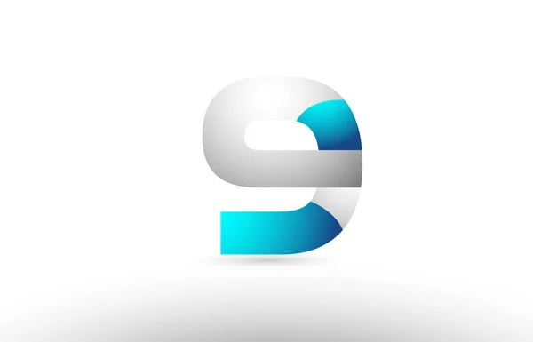 Warna abu-abu biru nomor 9 logo 3d desain - Stok Vektor