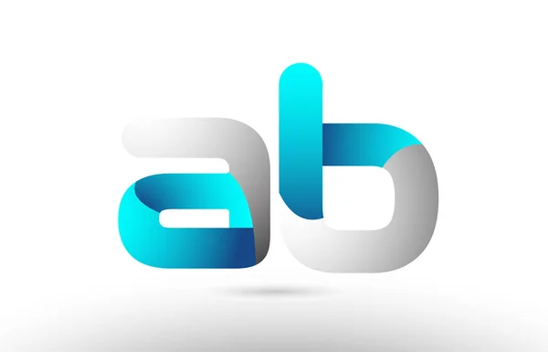 Alphabet bleu gris lettre ab a b logo 3d design — Image vectorielle