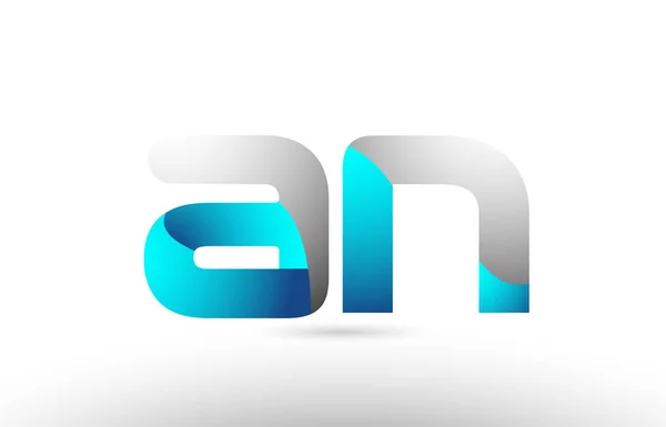 Lettre alphabet gris bleu an a n logo 3d design — Image vectorielle