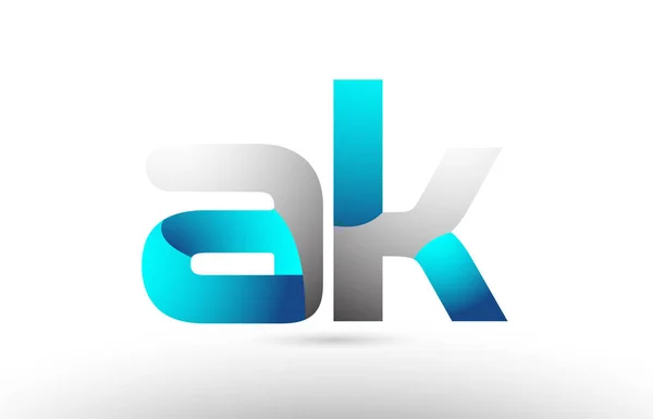 Серо-голубая буква алфавита ak a k logo 3d design — стоковый вектор