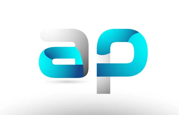 Grijs 3d logo-ontwerp van de blauwe alfabet letter-ap een p — Stockvector