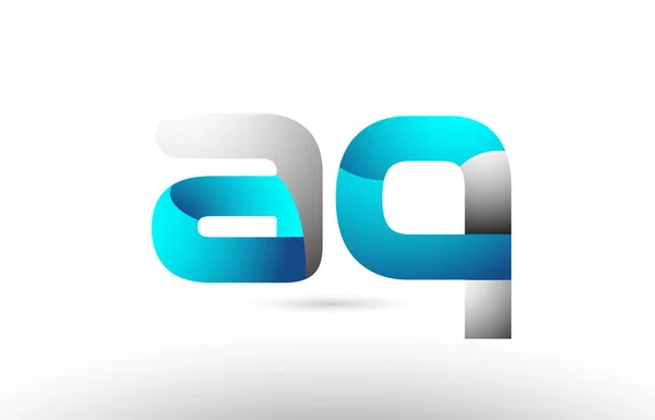 Grigio blu alfabeto lettera aq a q logo 3d design — Vettoriale Stock