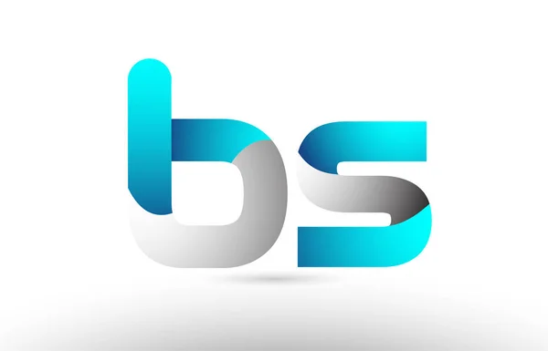 Gris bleu lettre alphabet bs b s logo 3d design — Image vectorielle