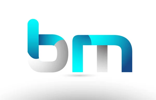 Gris bleu lettre alphabet bm b m logo 3d design — Image vectorielle
