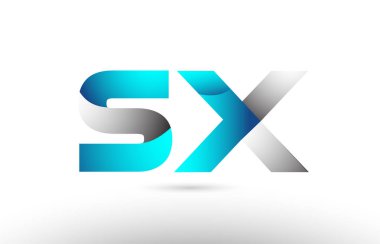 gri mavi Alfabe harf sx s 3d logo tasarım x 
