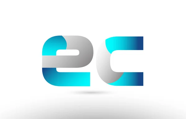 Grey blue alphabet letter ec e c logo 3d design — Stock Vector