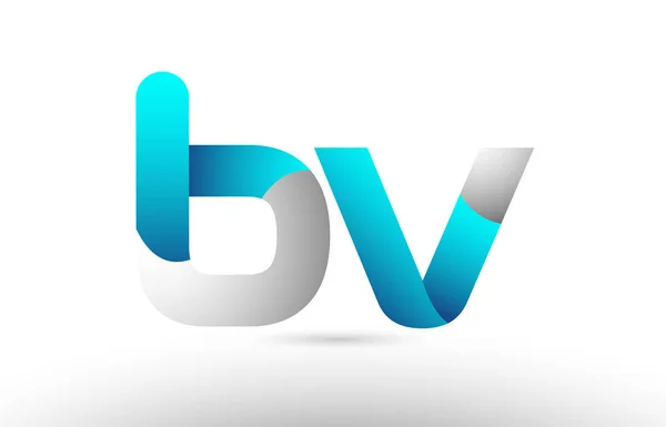 Cinza azul alfabeto letra bv b v logotipo 3d design —  Vetores de Stock