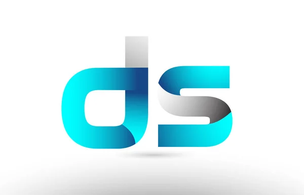 Szary niebieski alfabet litery ds d s logo projektowanie 3d — Wektor stockowy