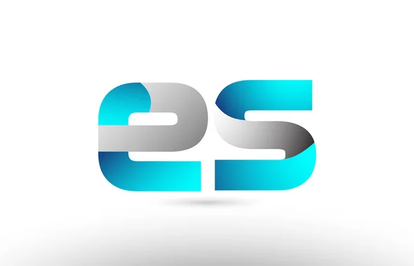 Grey blue alphabet letter es e s logo 3d design — Stock Vector