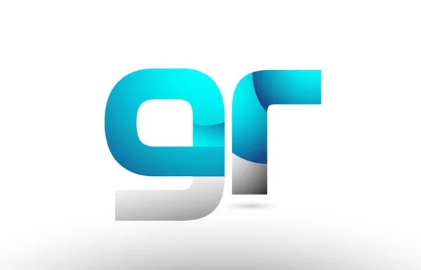 Grey blue alphabet letter gr g r  logo 3d design — Stock Vector