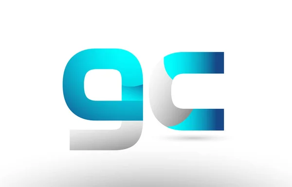 Grå blå alfabetet brev gc g c logo 3d design — Stock vektor