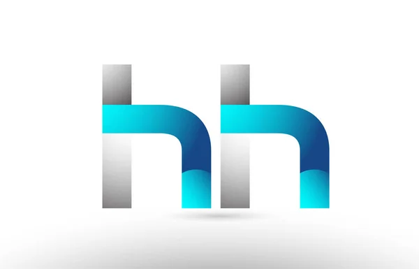 회색 블루 알파벳 문자 hh h h 로고 3d 디자인 — 스톡 벡터