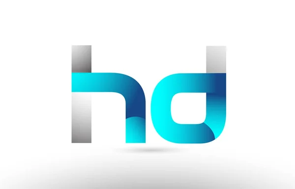 Grijs blauw alfabet letter hd h d logo 3D-ontwerp — Stockvector