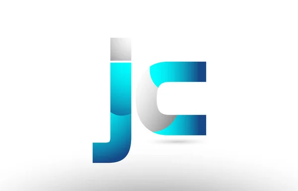 Grey blue alphabet letter jc j c logo 3d design — Stock Vector