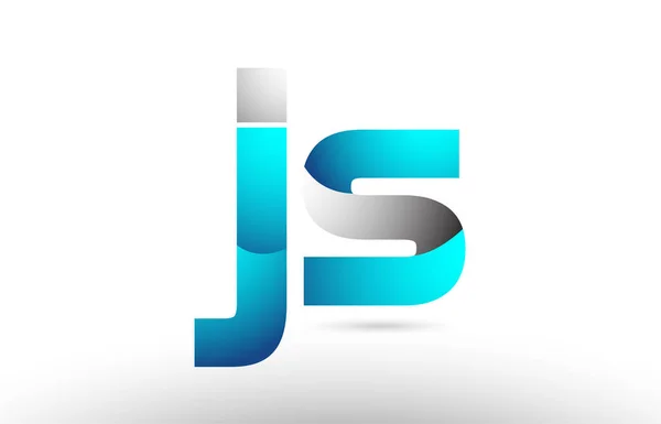 Szary niebieski alfabet litery js j s logo projektowanie 3d — Wektor stockowy