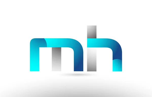 Gris bleu lettre alphabet mh m h logo 3d design — Image vectorielle