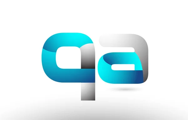 Gris bleu lettre alphabet qa q a logo 3d design — Image vectorielle