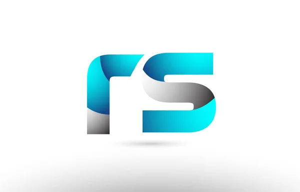 Grå blå alfabetet brev rs r s logo 3d design — Stock vektor