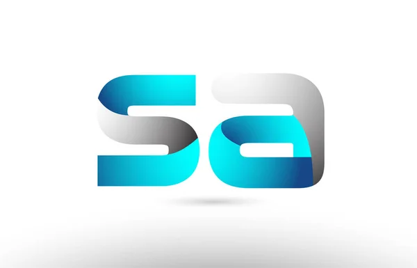 Gris bleu lettre alphabet sa s un logo 3d design — Image vectorielle