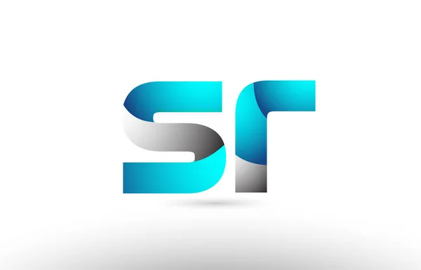 Grå blå alfabetet brev sr s r logotyp 3d design — Stock vektor