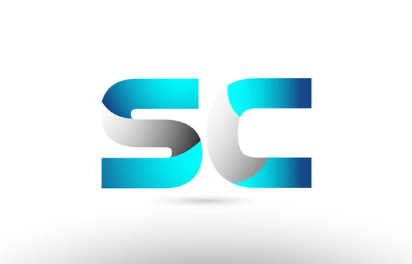 Grå blå alfabetet brev sc s c logo 3d design — Stock vektor