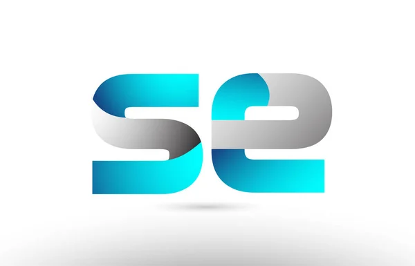 Grijs blauw alfabet letter se s e logo 3D-ontwerp — Stockvector