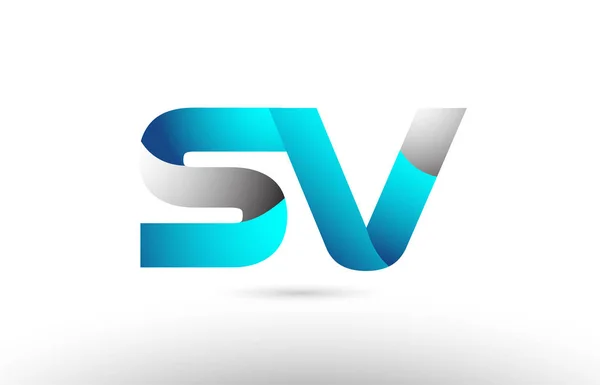 Gris bleu lettre alphabet sv s v logo 3d design — Image vectorielle