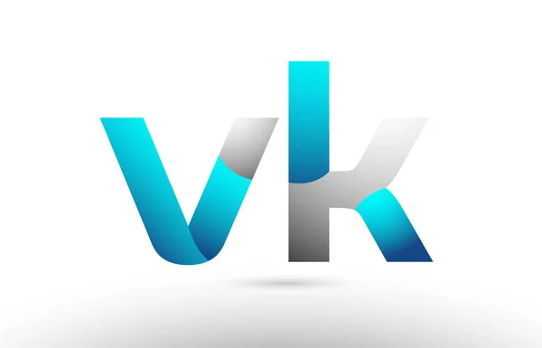 Gri mavi Alfabe harf vk v k logo 3d tasarım — Stok Vektör