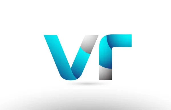 Szary niebieski alfabet litery v vr r logo projektowanie 3d — Wektor stockowy