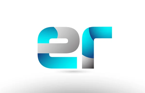 Gris azul alfabeto letra er e r logotipo 3d diseño — Archivo Imágenes Vectoriales