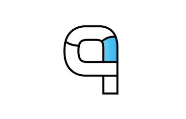 siyah mavi Alfabe harf q logosu şirket simgesi tasarım