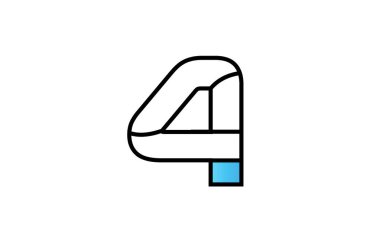 siyah mavi numarası 4 logosu şirket simgesi tasarım