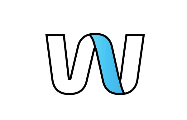 Fekete kék ábécé levél w logó cég ikon tervezés — Stock Vector