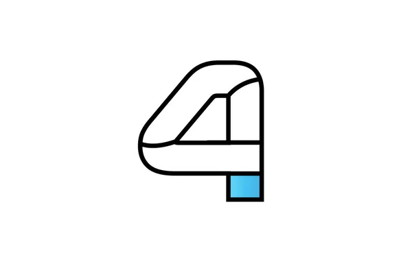 Schwarz blau zahl 4 logo firma icon design — Stockvektor