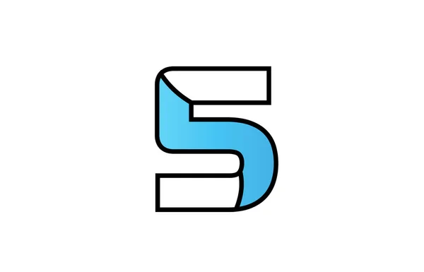 Black blue number 5 logo company icon design — Stock Vector