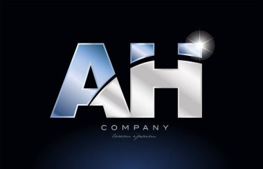 metal mavi alfabe mektup ah s logosu şirket simgesi tasarım