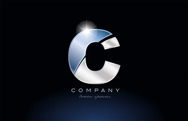 Metall blaues Alphabet Buchstabe c logo firma icon design — Stockvektor