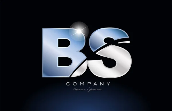 Kovové modrá abeceda dopis bs b s logem firmy ikonu design — Stockový vektor