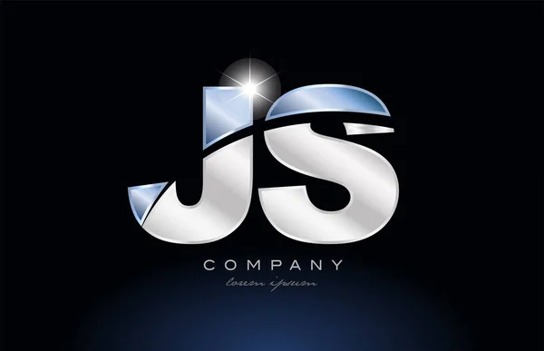 金属青いアルファベット文字 js j s ロゴ会社アイコン デザイン — ストックベクタ