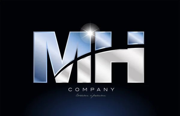 金属蓝字母的字母 mh m h 徽标公司图标设计 — 图库矢量图片