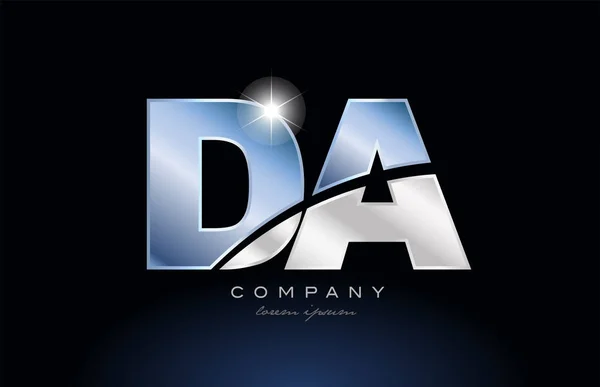 Metal azul alfabeto letra da d um logotipo empresa ícone design — Vetor de Stock