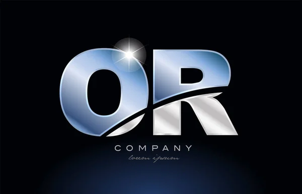 Metall blaues Alphabet Buchstabe oder o r Logo Unternehmen Icon Design — Stockvektor