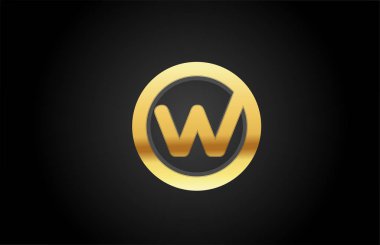 Altın altın metal W alfabe harfi logo tasarım ikonu lüks için 